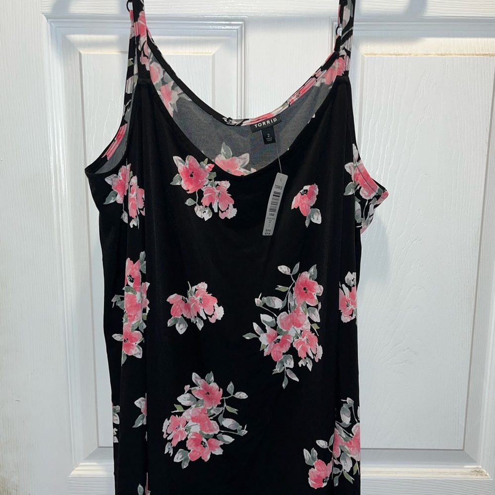 Black floral spaghetti strap